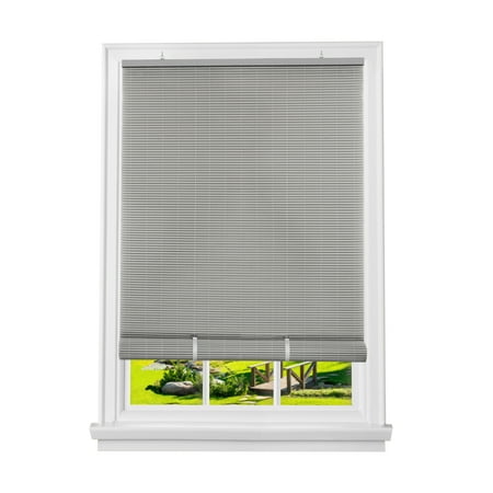 Game Development Group Solstice 0.25” Cordless Vinyl softly filter light Roll Up Blind, Gray, 30" x 72"
