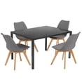 thumbnail image 1 of Comedor con Mesa en Vidrio Negro Moderna + 4 Sillas Tulip gris, 1 of 8