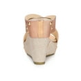 thumbnail image 2 of BLISSFUL STEP Women's Shoes Wedge Open Toe Crisscross Straps Linen Platform Sandals Rose Gold 9, 2 of 8