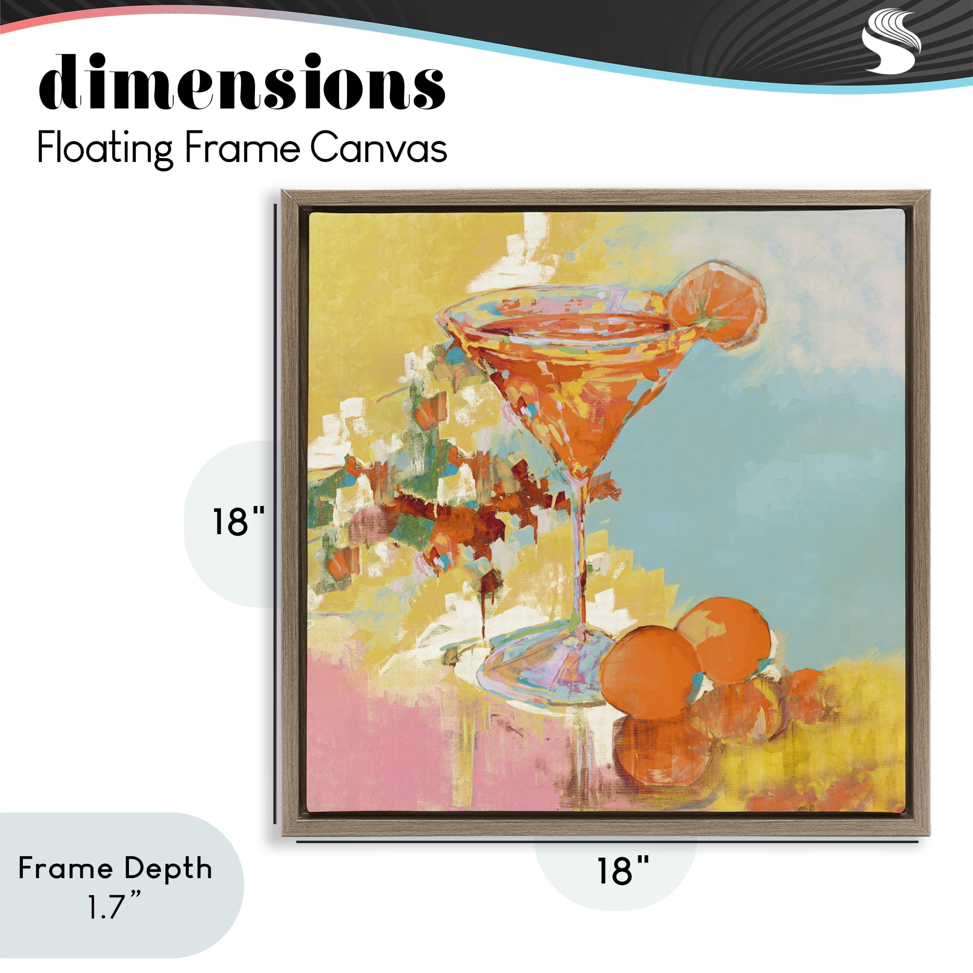 Stupell Industries Summer Citrus Martini Brown Framed Floater Canvas Wall Art, design by Jane Slivka