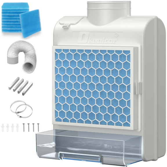 Gewna 3-in-1 Indoor Dryer Vent Kit with Water Drawer System and  Polyester Filters, for Electric Clothes Dryers (Vent Horse Include) White