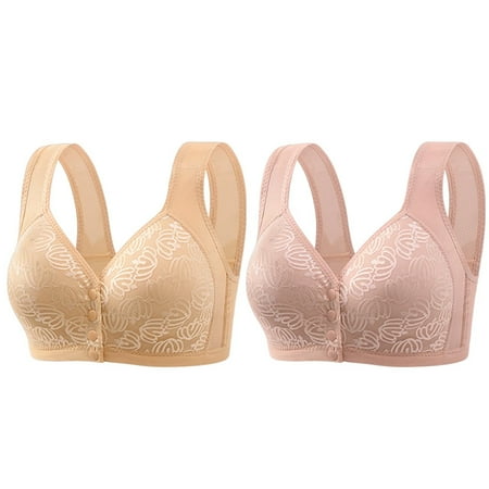 Weikingp Bras for Women  2 Bras for Older Women Front Closure Bras Bra No Underwire Plus Size Front Button Bra Everyday Bra Bralettes for Women Plus Size Lingerie Clearance Mint Green E