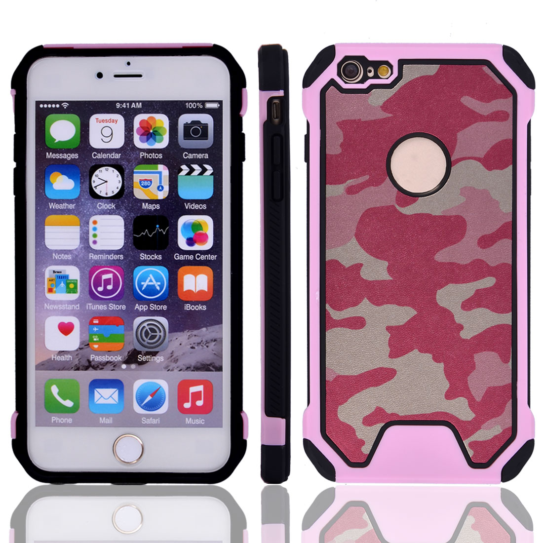 TPU Camouflage Shockproof Phone Protector Case Cover Pink for IPhone 7
