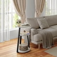 thumbnail image 3 of Side Table, Small End Table with Metal Frame, 3-Tier Bedside Tables, Round Side Tables for Living Room Bedroom Couch Bathroom, Oval, White Maple, 3 of 19