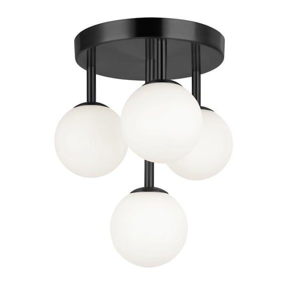 Dainolite 4LT Flush Mount, MB w/ WH Opal Glass