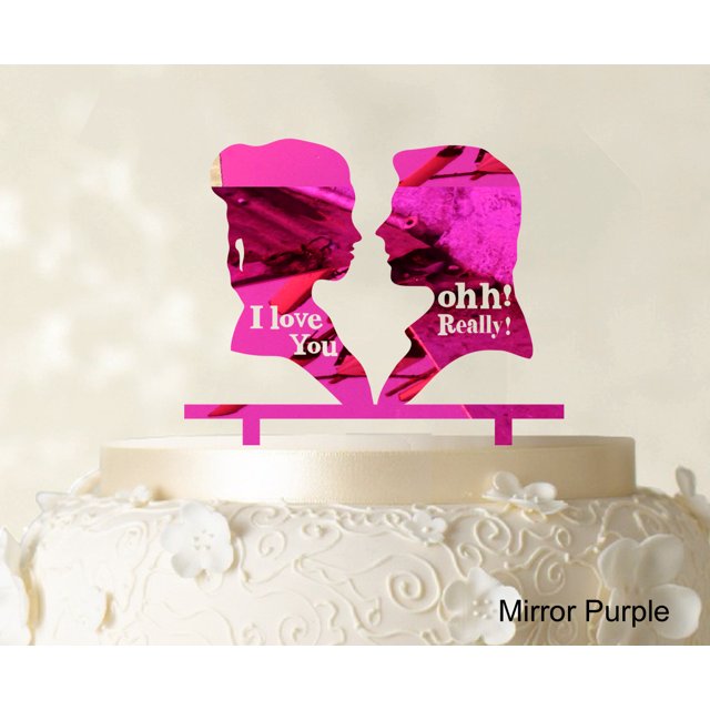 Couple Wedding Cake Topper Personalized Mirror Cake Topper Color Option Available 5-7 Inches Wide