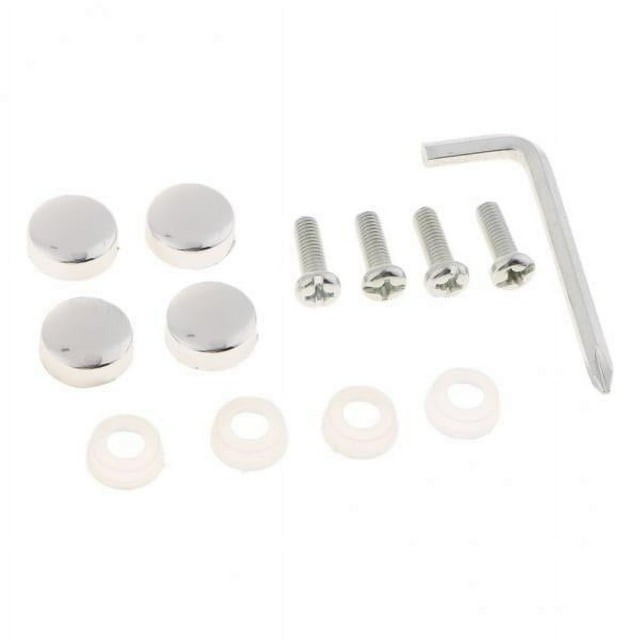 Almencla 3xSteel License Plate Frame Screws Fasteners + Smooth Screw Caps Set 3 Pcs