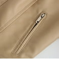 thumbnail image 5 of Lcziwo Womens Jacket Leather Motorcycle Biker Casual Trendy 2025 Jackets Long Sleeve Solid Color Outerwear Zip Up Standing Collar Cardigan Coats Beige,M, 5 of 7