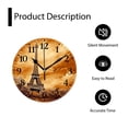 thumbnail image 4 of 12 Inch Wall Clock Battery Operated Silent Clock Decorative for Office, Kitchen, Outdoor, Living Room，Eiffel Tourist attraction in Paris France Brown Painting, 4 of 4