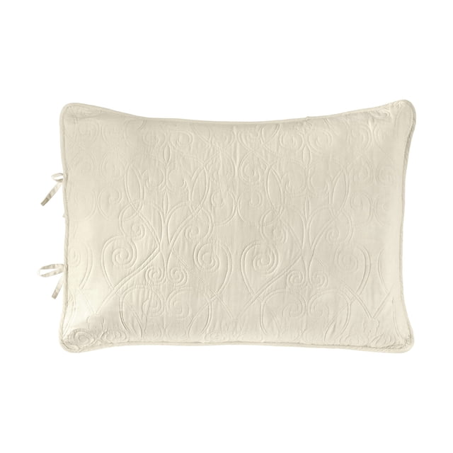 Laura Ashley Felicity Collection Quilt Set-100% Cotton, Reversible, All Season Bedding with Matching Sham(s), Pre-Washed for Added Softness, Twin, Ivory