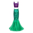 thumbnail image 2 of Yeahdor Womens Halloween Mermaid Fancy Dress Costume Cropped Tank Top with Cascading Ruffle Long Skirt Purple&Green L, 2 of 7
