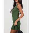 thumbnail image 4 of Minivestido Wenrine para mujer, sin espalda, sin espalda, casual, sin mangas, delgado, fiesta de club, sin mangas, sin mangas, tejido sin mangas, color verde militar, 4 of 5