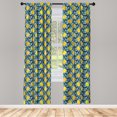 thumbnail image 2 of Ambesonne Tropical Curtains, Lemons Leaves Summer Plot, Pair of 28"x63", Earth Yellow Blue Grey, 2 of 4