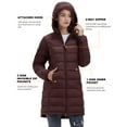 thumbnail image 6 of Women's Lightweight Puffer Coat Regular and Plus Size Packable Puffer Coat Long Hooded Puffer Jacket (Red, M), 6 of 8