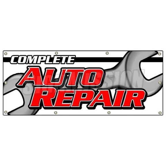 36"x96" COMPLETE AUTO REPAIR BANNER SIGN car mechanic transmission tires