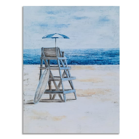 Yihui Arts Modern Abstract Coastal Paintings with Umbrella and Ladder for Wall Art
