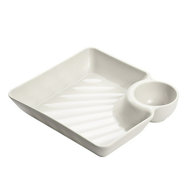 Mashaouyo Clearance Fruit Plates Large Dumpling Tray With Vinegar Plate PP Division Plate Japanese Tableware Household Square Dumpling Plate Tray
