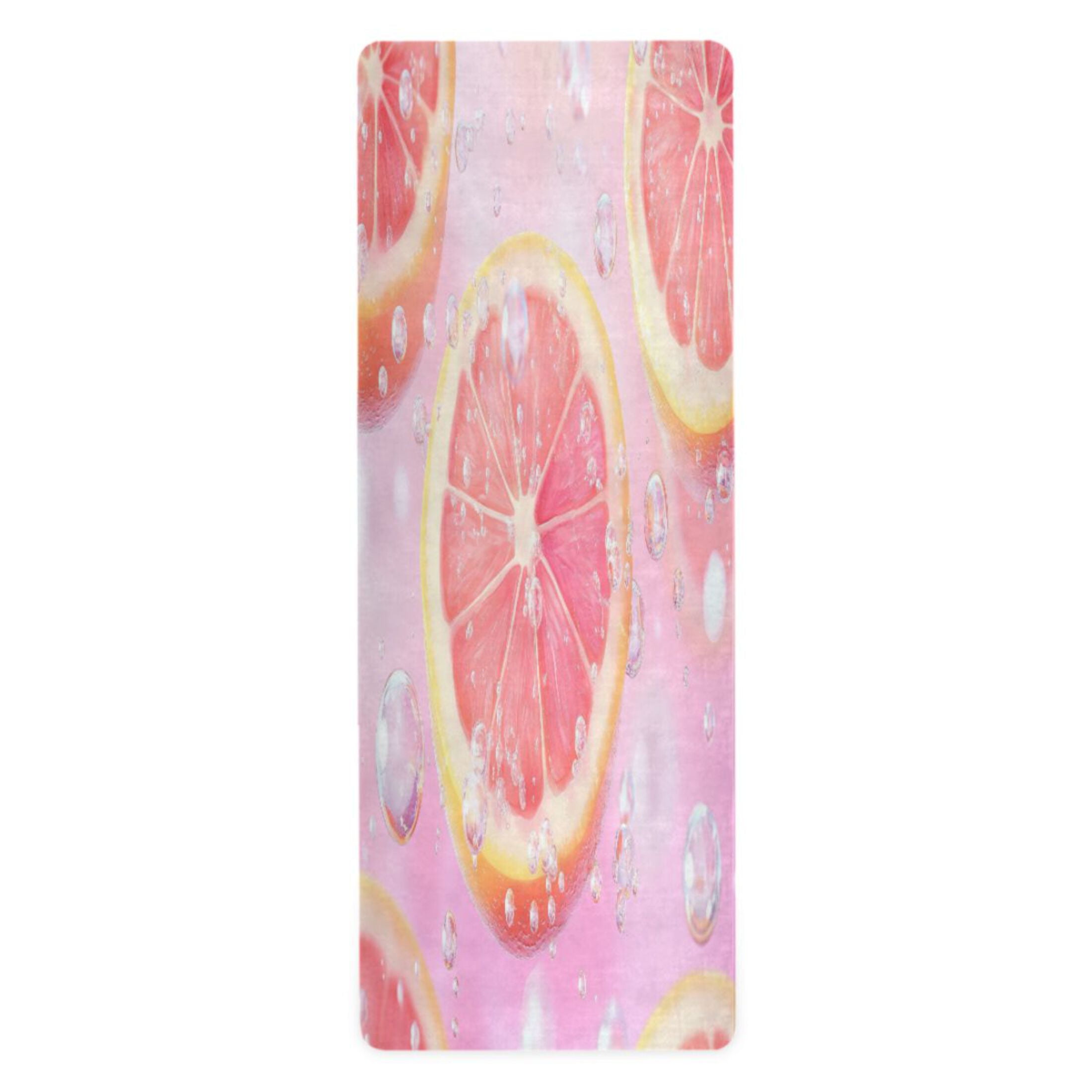 BZSMCE Yoga Mat Women Grapefruit Slices with Bubbles Fitness Mat