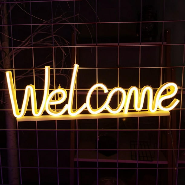 Welcome Neon Signs Wall Decor Battery Powered LED Signs for Club