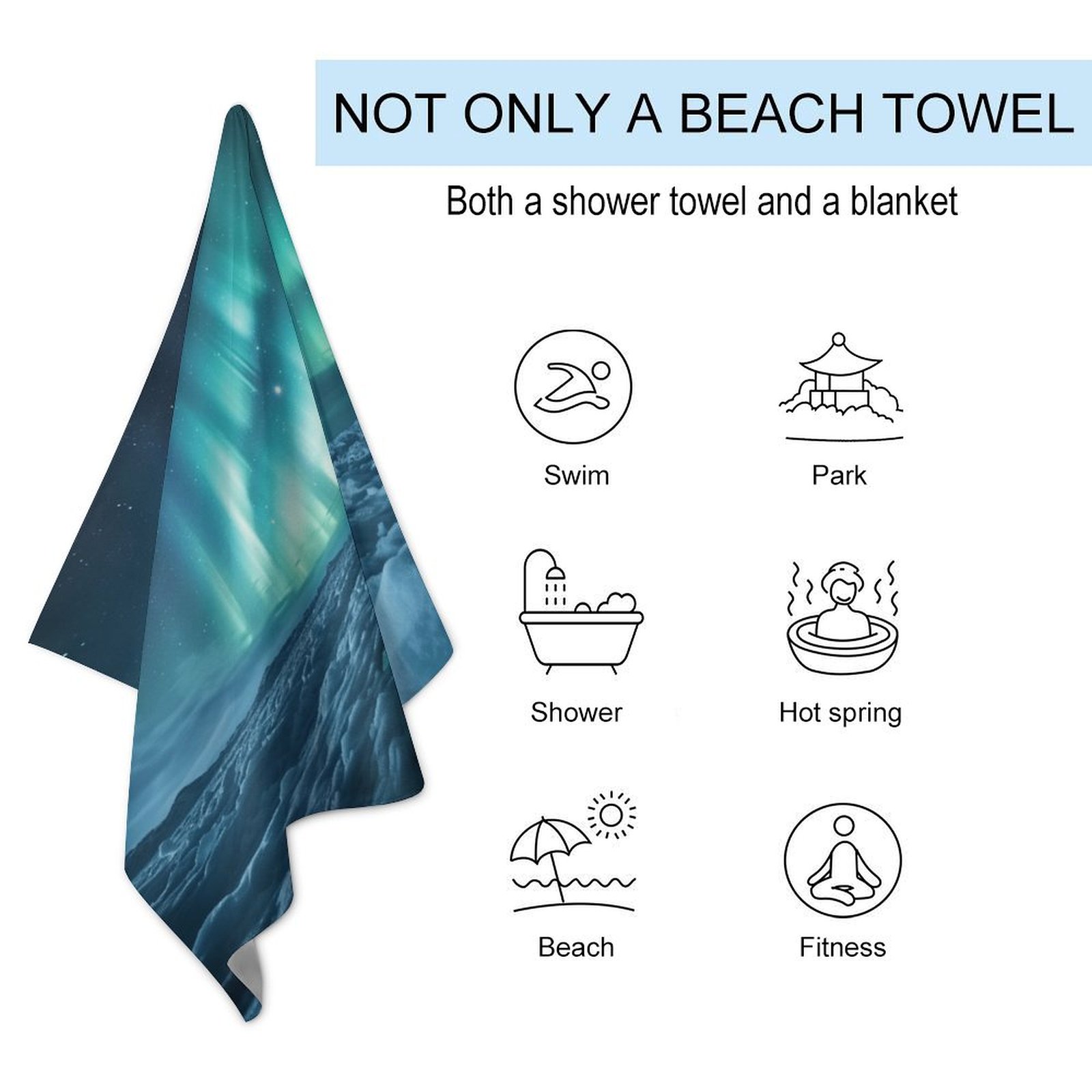 Aurora Starry Sky Beach Towel – with A Unique Design, Extra Large,XL (32”x 63”) for Kids & Adults