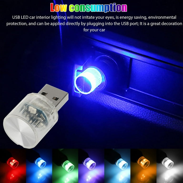 Mini RGB LED USB Car Interior Light Neon Atmosphere Ambient Lamp  Accessories 3x 