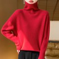 thumbnail image 5 of Otoño/Invierno nuevo 100% suéter de lana para mujer cálido grueso cuello alto sólido manga larga jersey suelto Casual suéteres de punto, 5 of 5