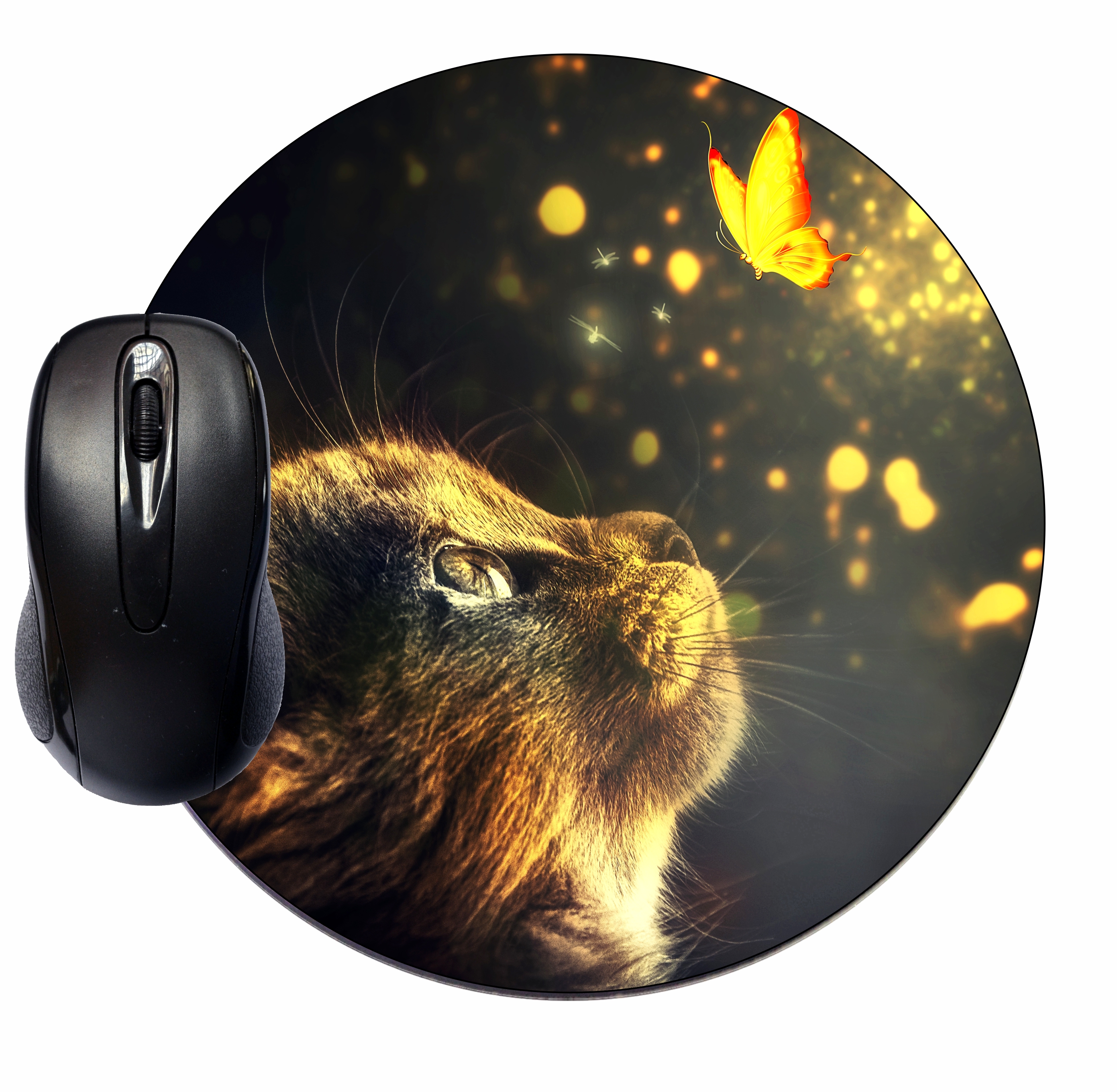 Mouse Mat Pad Mousepad Cute Desk Round Circle Mousemat Design Kitten