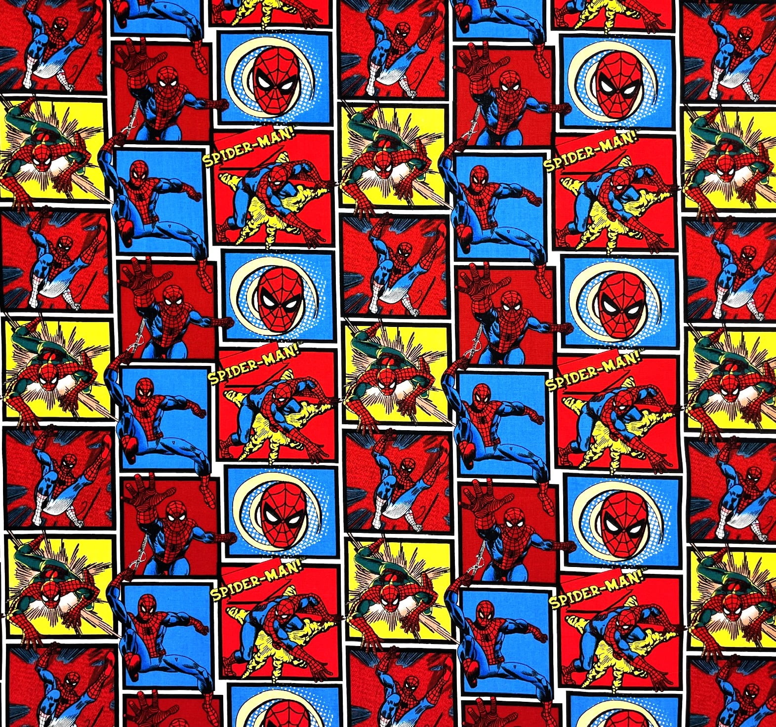 1 Yard - Marvel Spiderman Block Blue & Red Cotton Fabric (Great for Quilting, Sewing, Craft Projects, Throw Pillows & More) 1 Yard X 44" Wide