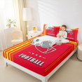 thumbnail image 4 of Feelyou Cartoon Football Helmet Queen Sheet Sets, Red Gold Stripes Lines Flat Sheet, Soccer Sport Lover Queen Fitted Sheet, Super Cozy Room Decor, 4pcs, 4 of 7