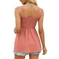 thumbnail image 5 of Fartey Chiffon Tank Tops for Women Trendy Ruffle Hem Smocked Tanks Elegant Square Neck Sleeveless Shirt Loose Flowy Solid Color Camisoles Pink L, 5 of 7