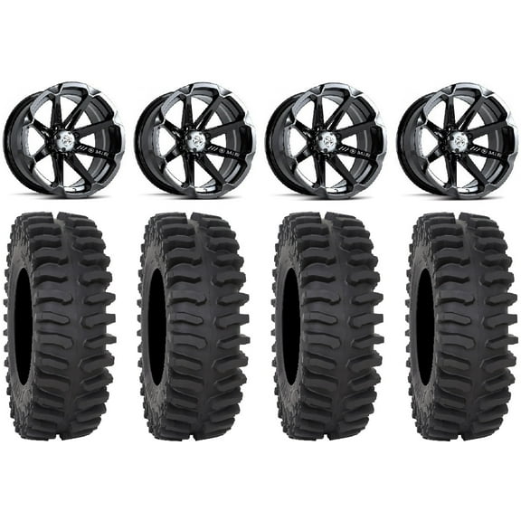 MSA Black Diesel 15" UTV Wheels 33" XT400 Tires Kawasaki Teryx Mule