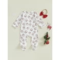 thumbnail image 3 of Suealasg Baby Girl Christmas Pajamas Rompers Infant Footie Jumpsuit Long Sleeve Santa Print One-Piece Pajamas Newborn Zip Up Full Length Jumpsuits, 3 of 7