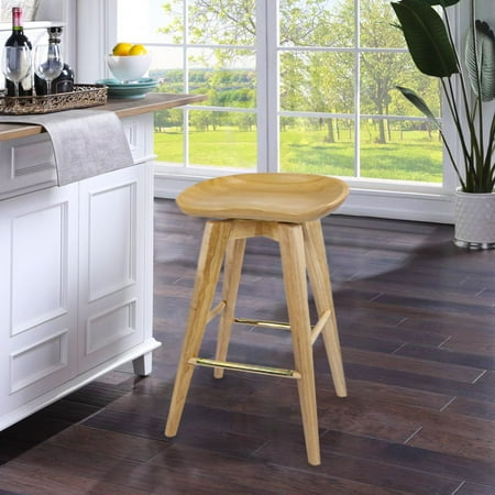 Boraam Bali 29 Backless Swivel Wood Bar Stool Natural Finish