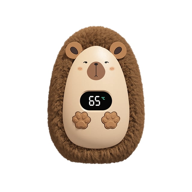 Rechargeable Hand Warmer with Digital Display, Three Heat Settings, Plush Portable Design for Winter
