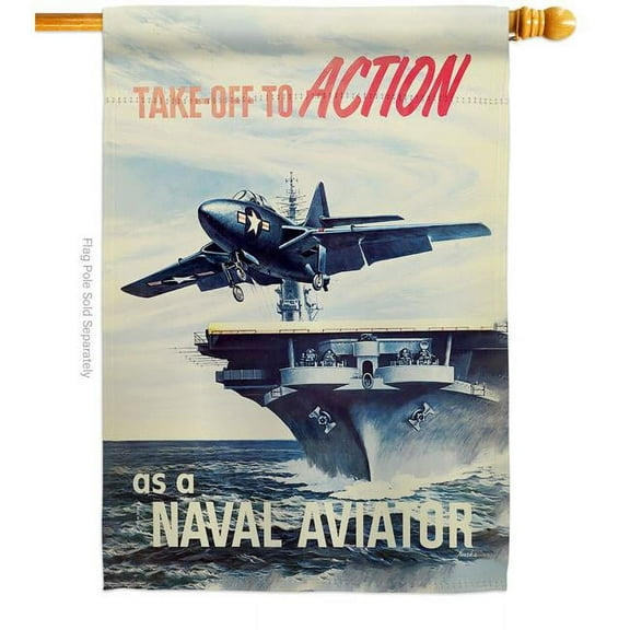 US Brotherhood H183004-BO 28 x 40 in. Take off to Action House Flag with Armed Forces Navy Double-Sided Decorative Vertical Flags Decoration Banner Garden Yard Gift