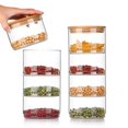 thumbnail image 1 of Stackable Glass Jars With Bamboo Lids Airtight Sealed Storage Containers Canisters For Kitchen Snack Dry Fruit Storage Box, 1 of 11