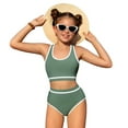 thumbnail image 3 of Girls Swim Suits 10-12 Toddler Baby Girls Swimsuit Two Piece Solid Color Stripe Swimwear Summer Beach Bikini Bathing Suit, 3 of 9