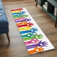 thumbnail image 4 of Cartoon Colorful Hands Runner Rugs 2x6 ft Cute Watercolor Hands with Love Heart Washable Hallway Rugs Non-Slip Floor Mats Absorbent Carpet Bedside Runners for Bedroom Kitchen Bathroom Laundry Room, 4 of 9