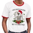 thumbnail image 2 of Santa Skeleton Dead Inside Ringer Tee Shirt Unisex Large White/Red, 2 of 5