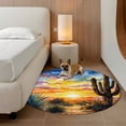 Brunt Orange Sunset 3' Round Rug for Bathroom Accent Bedside Corner ...