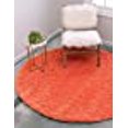 thumbnail image 2 of Unique Loom 3128120 8 ft. 2 in. x 8 ft. 2 in. Solid Shag Round Rug, Tiger Orange, 2 of 5