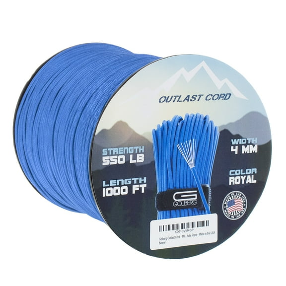 Military 550 Paracord Integrated Fish and Fire Survival rope Golberg Outlast camping line starter guyline (5mm, 3/16”)