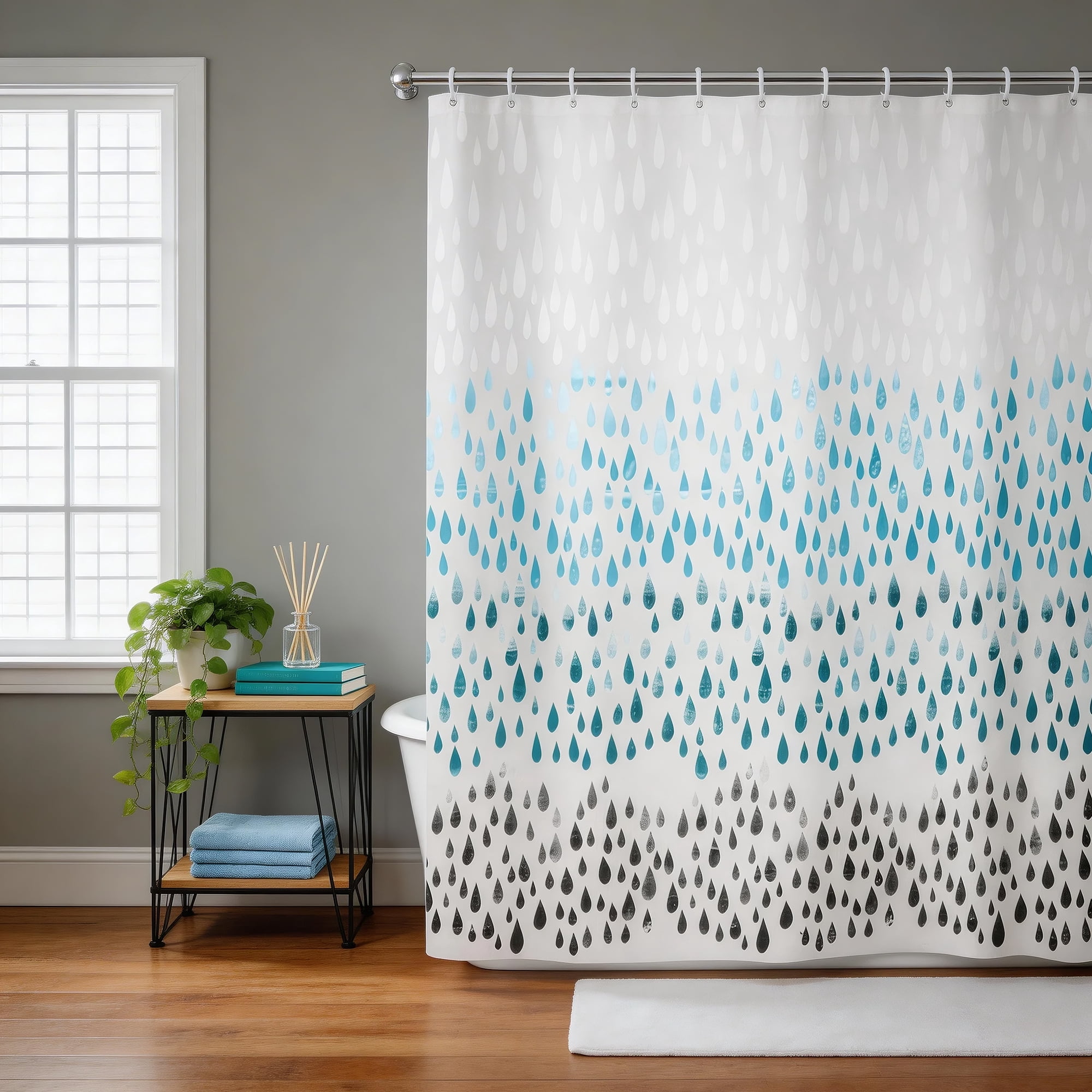 Unique Bargains Durable Waterproof Teardrop Pattern Shower Curtain 70.87x70.87
