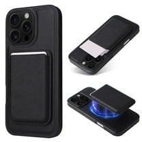 Alltyechgroup Slim Shockproof Phone Case for iPhone 16 Pro, 2-in-1 Wallet Case with Detachable Magnetic Card Holder, Compatible with MagSafe & Car Mount Cover, Black