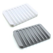 2Pcs Soap Saver Tray Case Dish Holder Stand Shower Silicone Rubber Drainer Dishes for Bar Soap Sponge Scrubber Bathroom Kitchen New