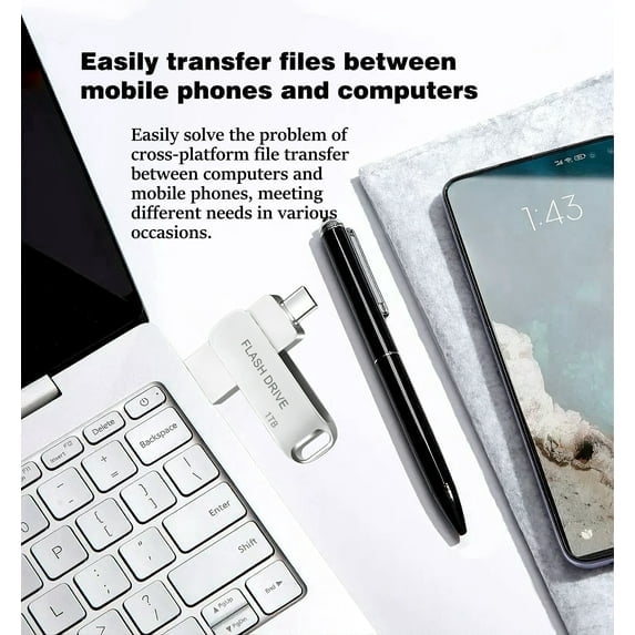 USB Flash Drive 1T/932G Dual Type C + USB A Portable Thumb Drive for Smartphone Tablet Computer Mac