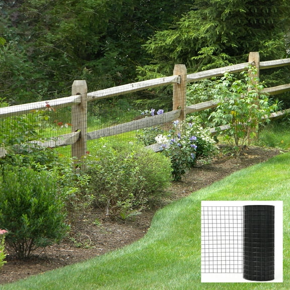 24inch x 50ft Black Vinyl Coated Hardware Cloth 2" X 3" 16Ga Welded Wire Mesh fence, PVC Coated Welded Chicken Wire Fencing, Metal Garden Plant Fencing, for Chicken Coop and Home Improvement