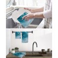 thumbnail image 5 of Marble Teal Blue Kitchen Dish Towels for Drying Dishes Set of 4, Modern Rose Floral Ink Art Silver Lines Waffle Weave Microfiber Hand Tea Bathroom Towels Quick Dry & Absorbent Towel 12x12, 5 of 7