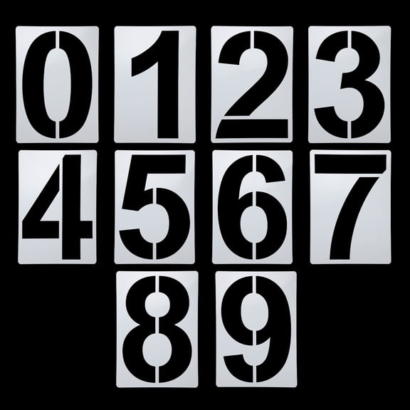 Uxcell 12 inch Number Stencils Set, 0-9 Plastic Address Number Stencil Templates Reusable Digital Painting Templates, Style A