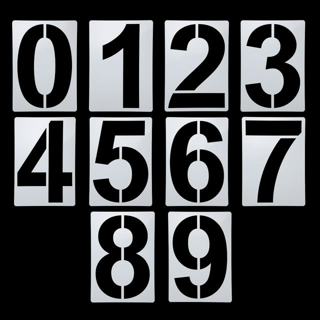 Juego de plantillas de números Uxcell de 12 pulgadas, plantillas de stencil de números de dirección de plástico 0-9, plantillas de pintura digital reutilizables, Estilo A